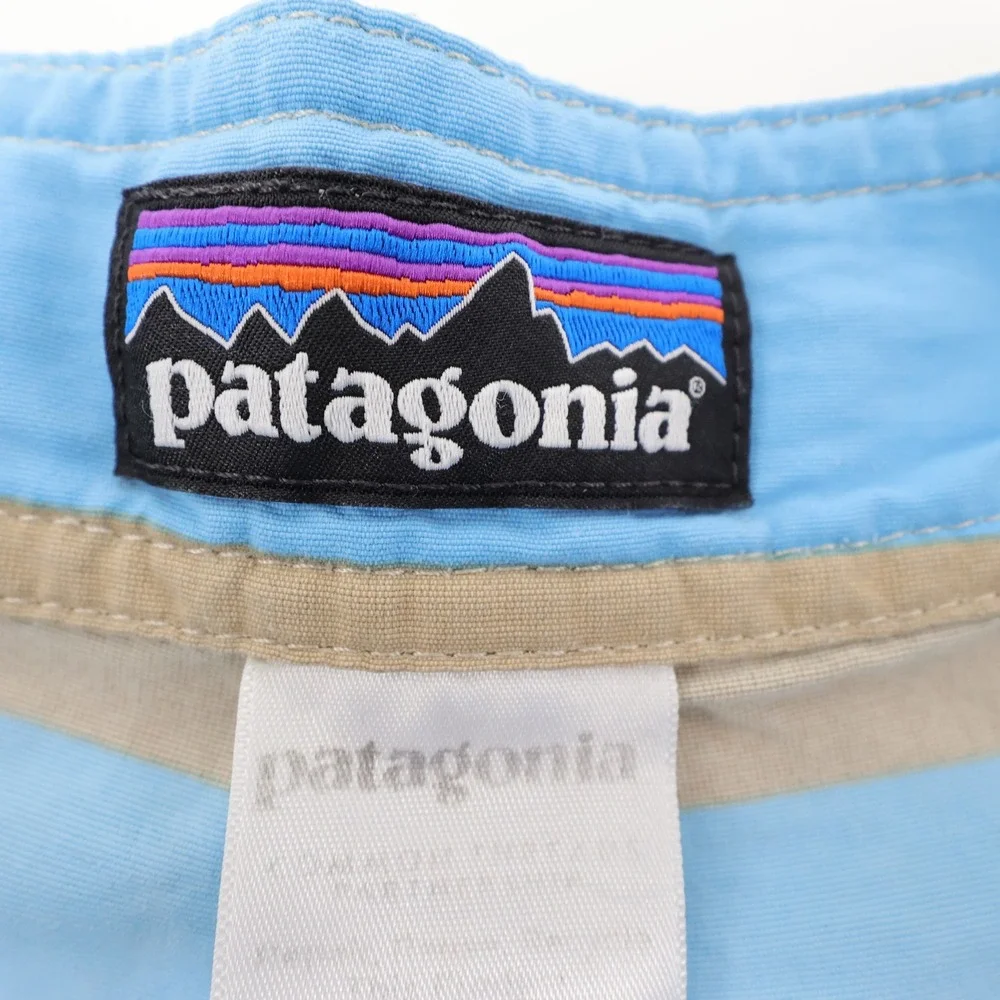 Patagonia‎ Minimalist Wavefarer Striped Board Shorts Blue Tan Mens Size 33